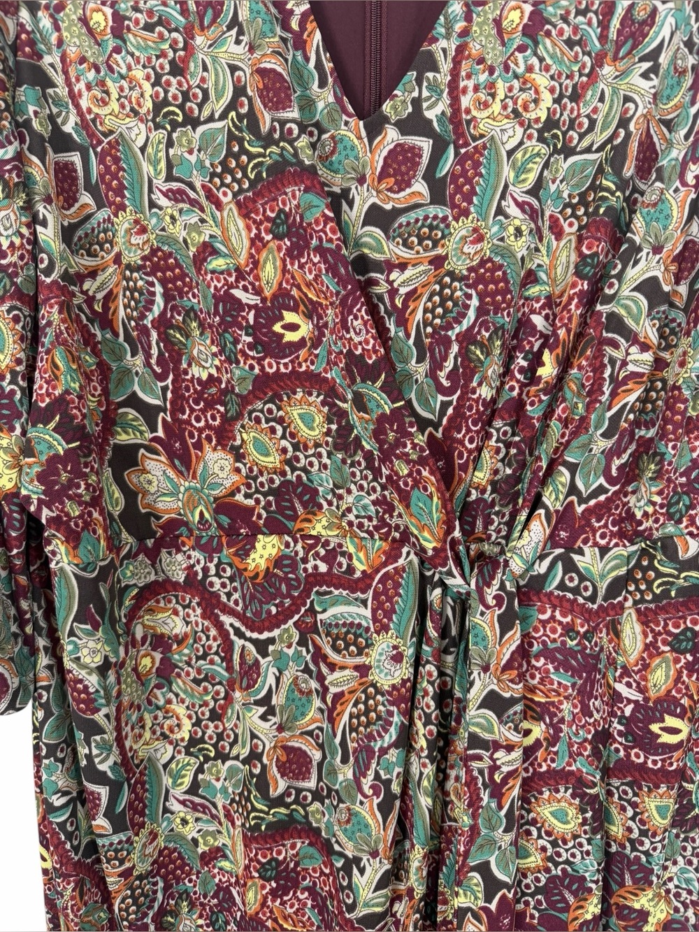 Lauren Ralph Lauren Floral Jersey Tie Front Midi Dress Wrap Style Size 16 - Picture 5 of 16